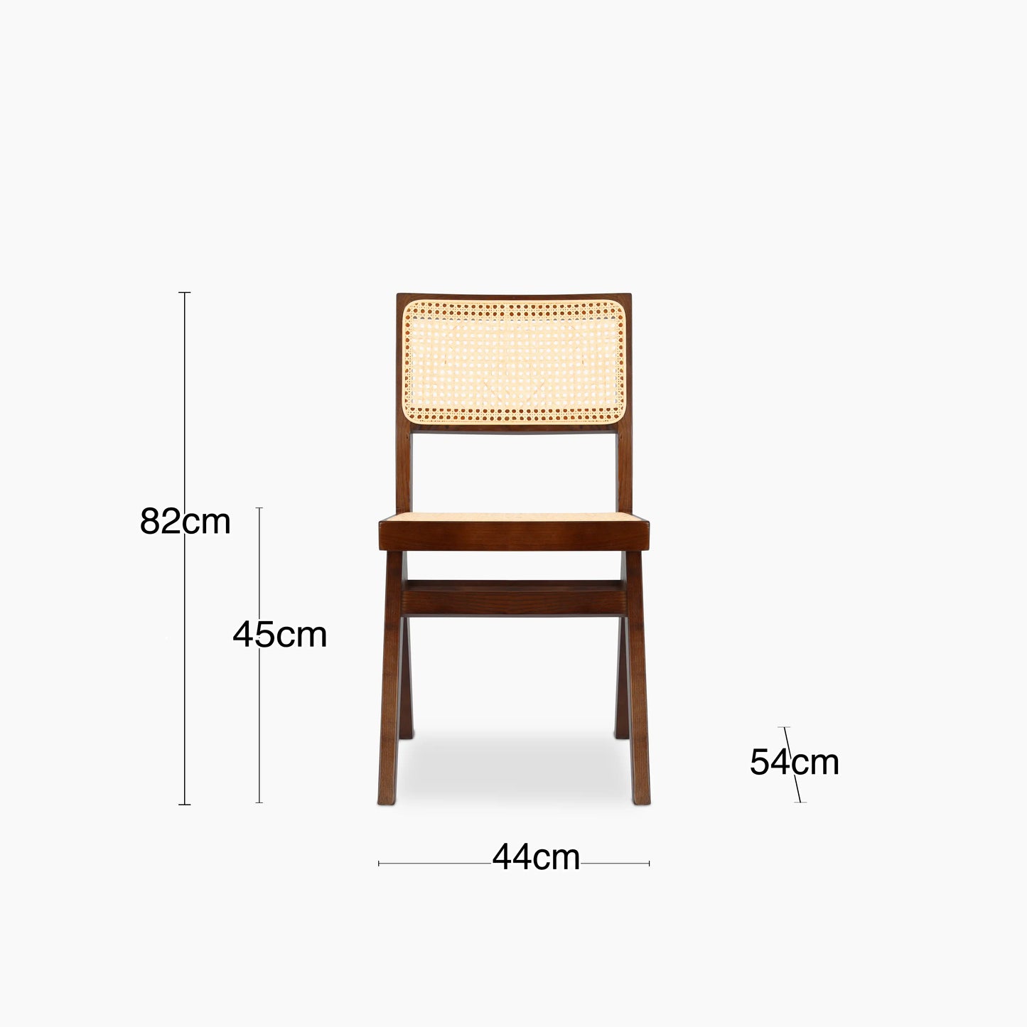 Cary Wooden Dining Chair | Natural Cane & Walnut