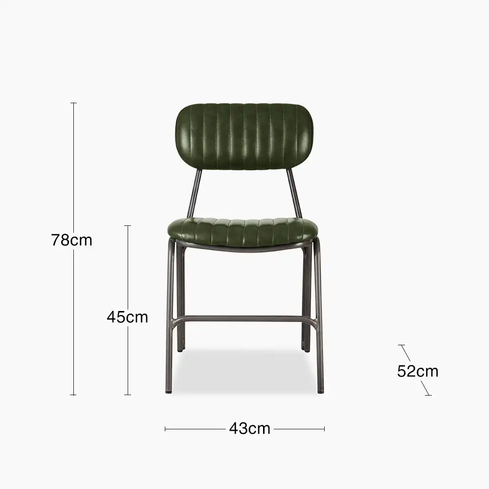 Boston Dining Chair | Dark Green Faux Leather & Gunmetal
