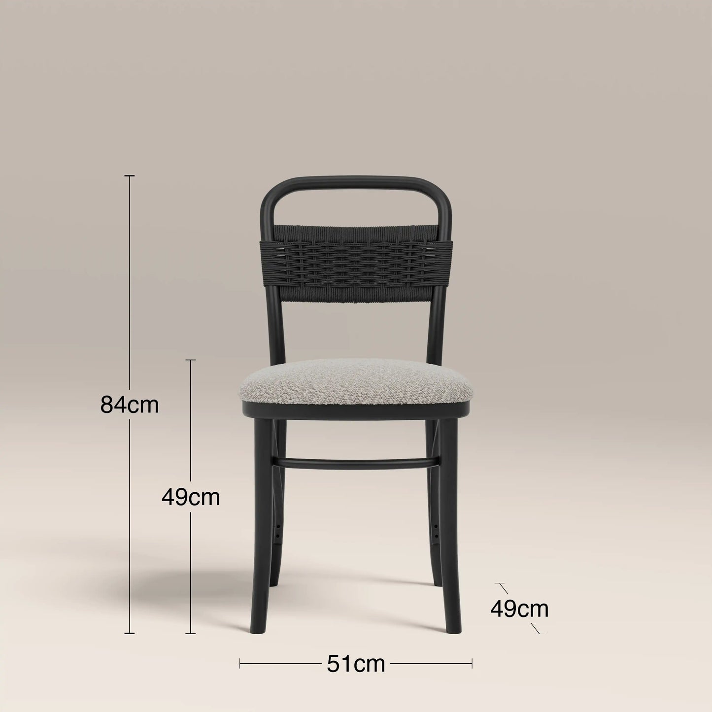 Daisy Wooden Dining Chair | Speckled Stone Sustainable Boucle & Black