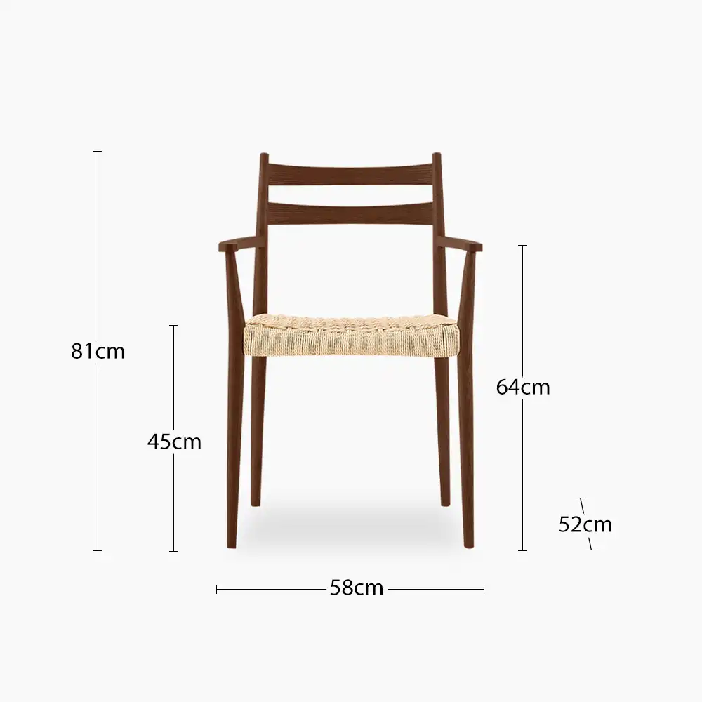 Caleb Wooden Carver Dining Chair | Natural Weave & Walnut