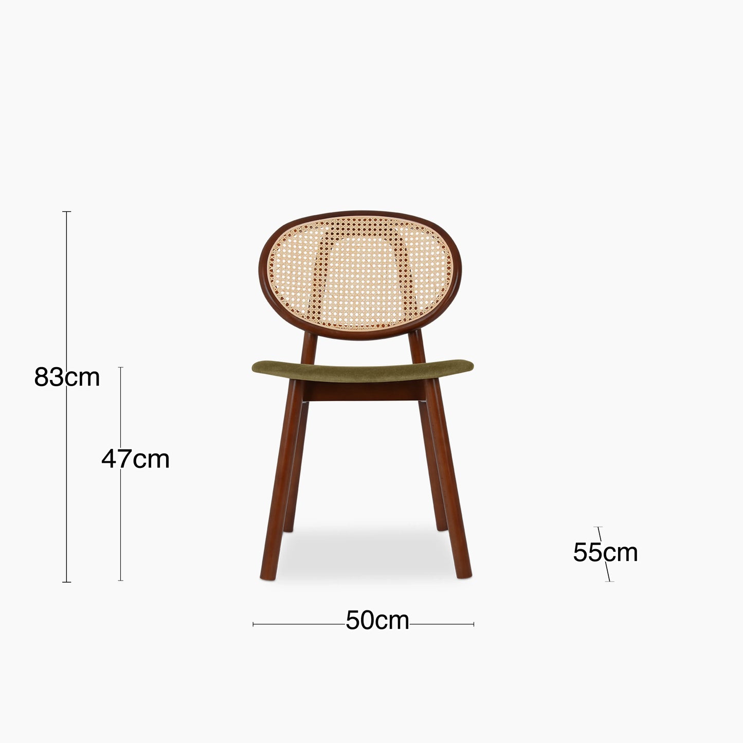 Willow Wooden Dining Chair | Moss Green Sustainable Mohair Velvet & Walnut