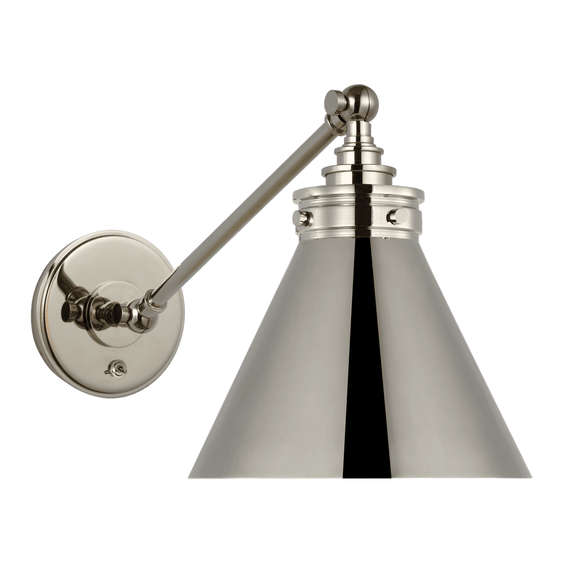 Parkington Single Library Wall Light - Polished Nickel