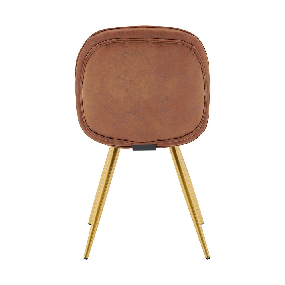 Set of 2 Cosford Diamond Stitch Dining Chairs (Vintage Tan Leather Effect Fabric)