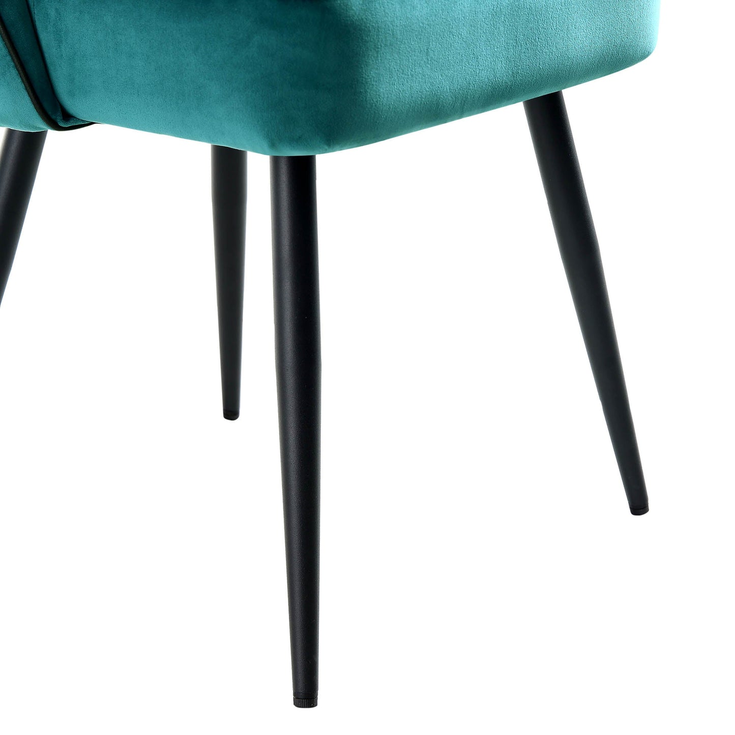Oakley Set of 2 Teal Velvet Upholstered Dining Chairs with Contrast Piping