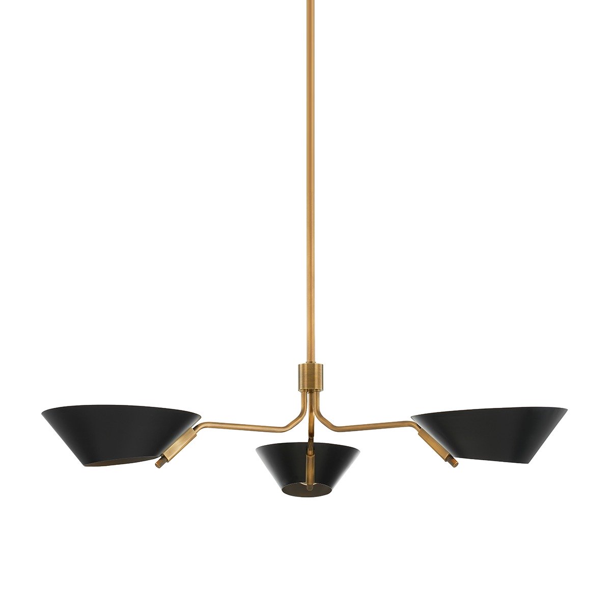 Sacramento 3 Light Chandelier - Patina Brass & Soft Black