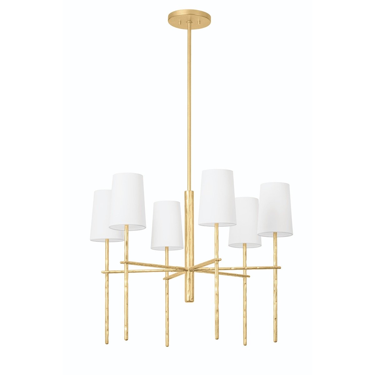 River 6 Light Chandelier - Vintage Gold Leaf