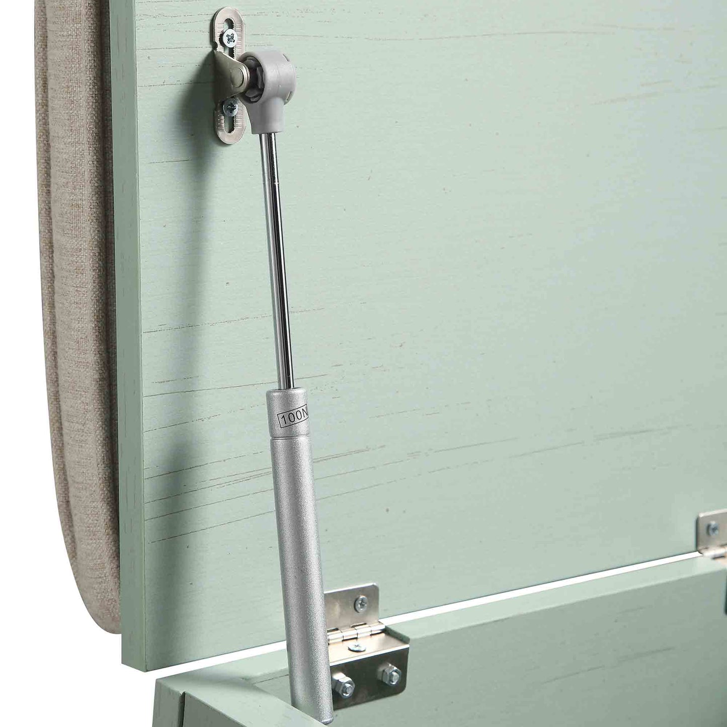 Frances Woven Rattan Single Storage Stool with Cushion, Mint