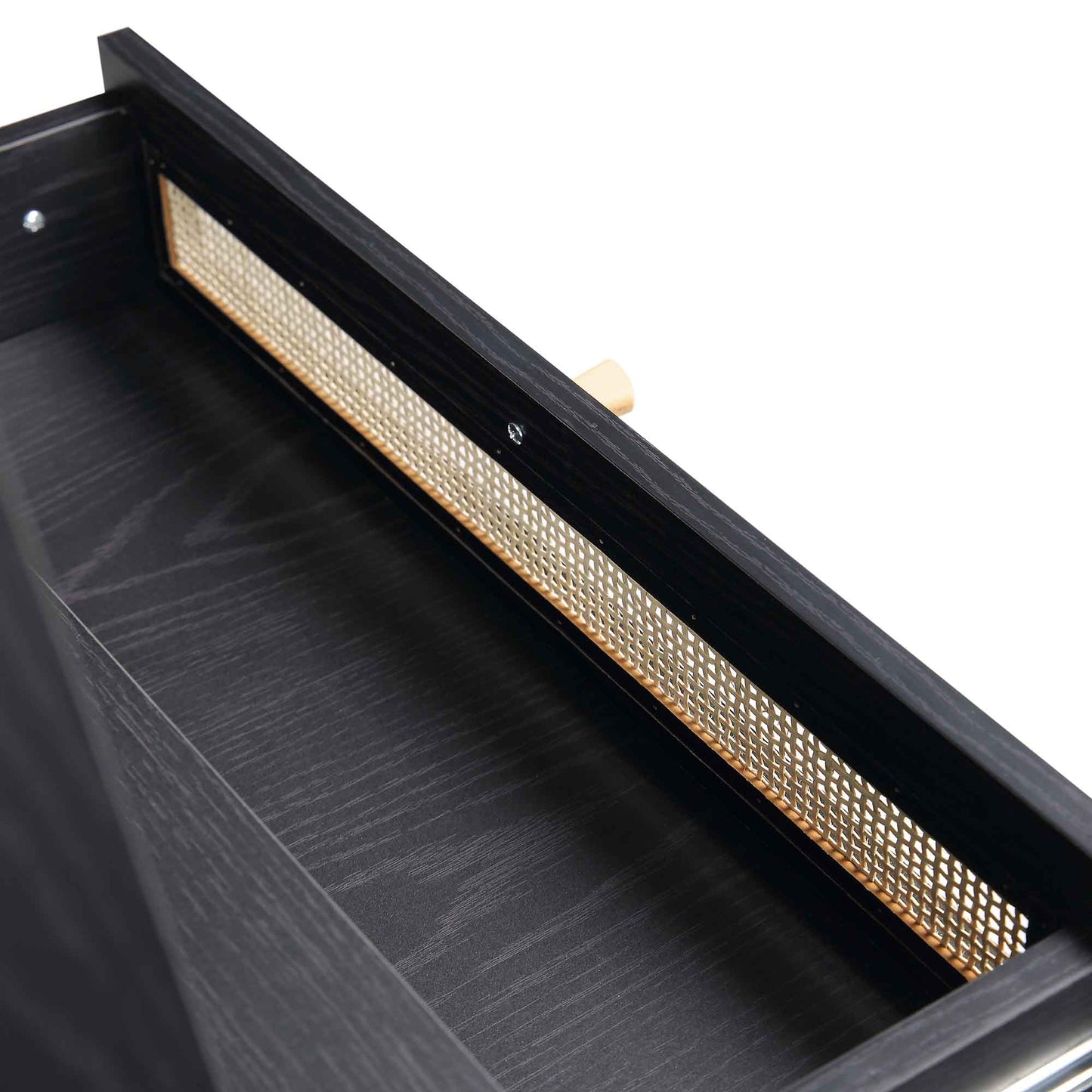 Frances Woven Rattan Standing Dressing Table with Mirror, Black