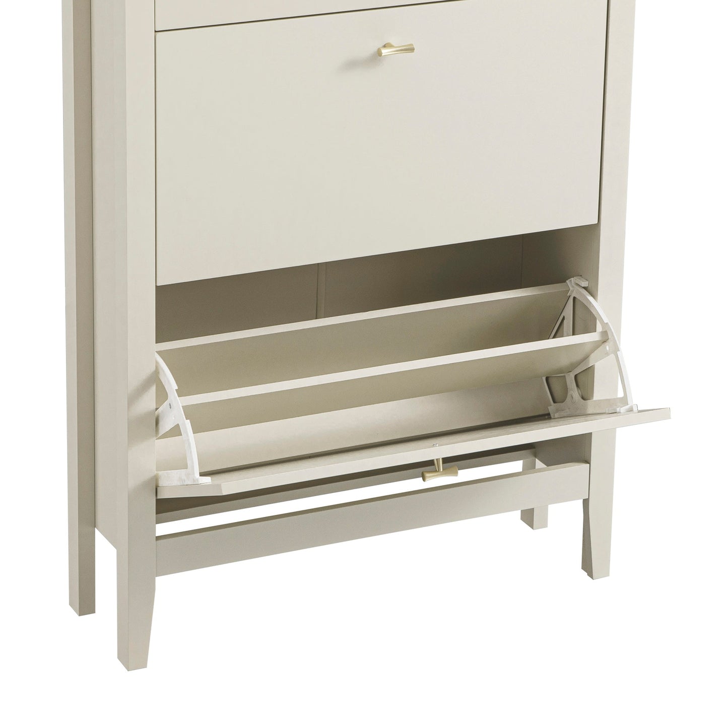 Oakham 2-Tier Shoe Cabinet with Top Drawer, Shaded White