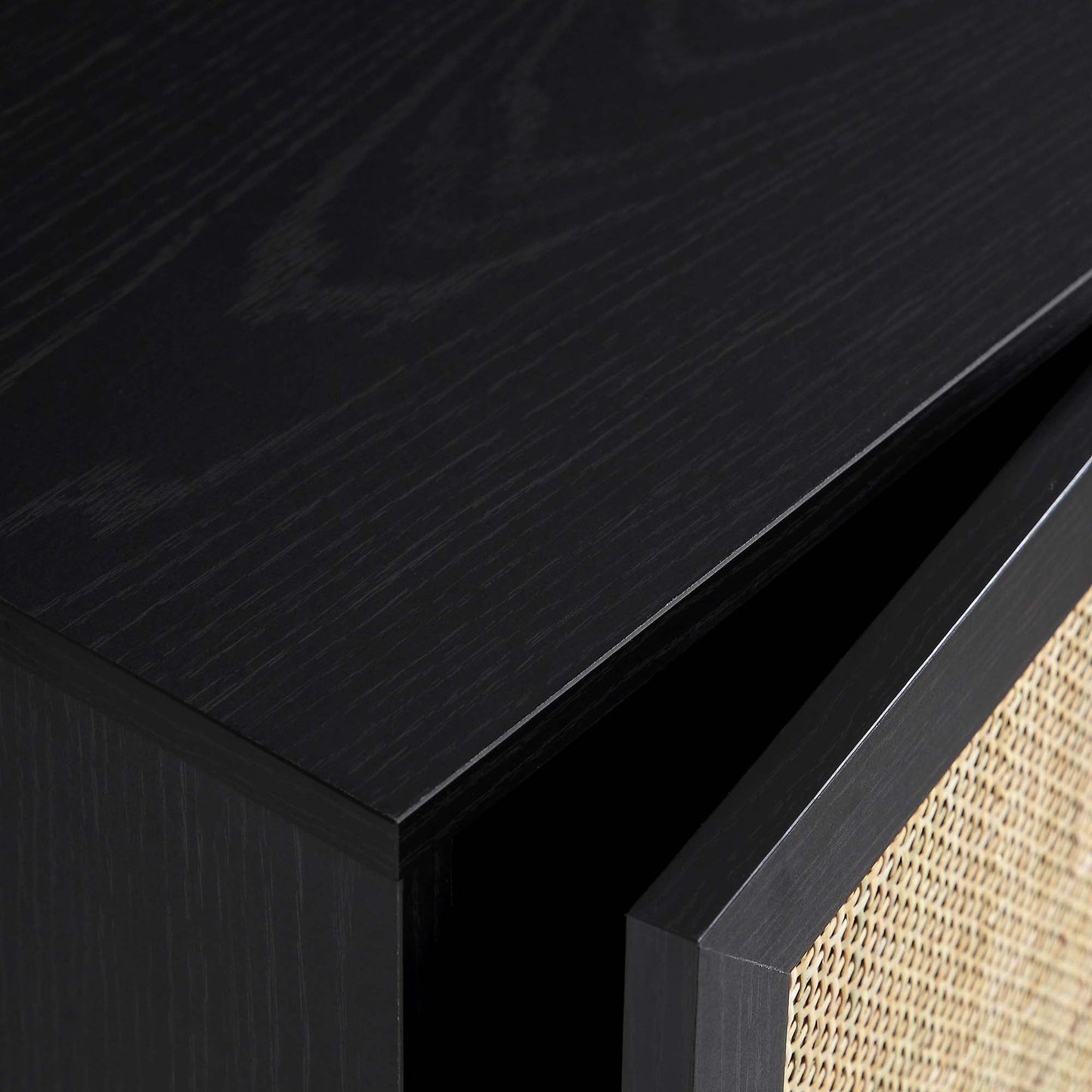 Frances Woven Rattan Tallboy Bathroom Unit, Black