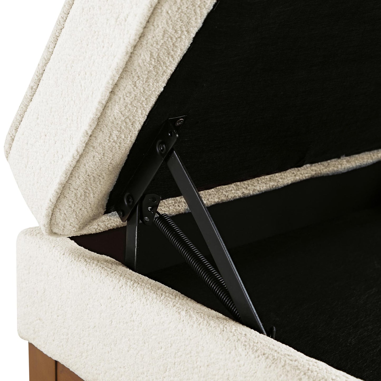 Dipley Beige Boucle Fabric Storage Footstool