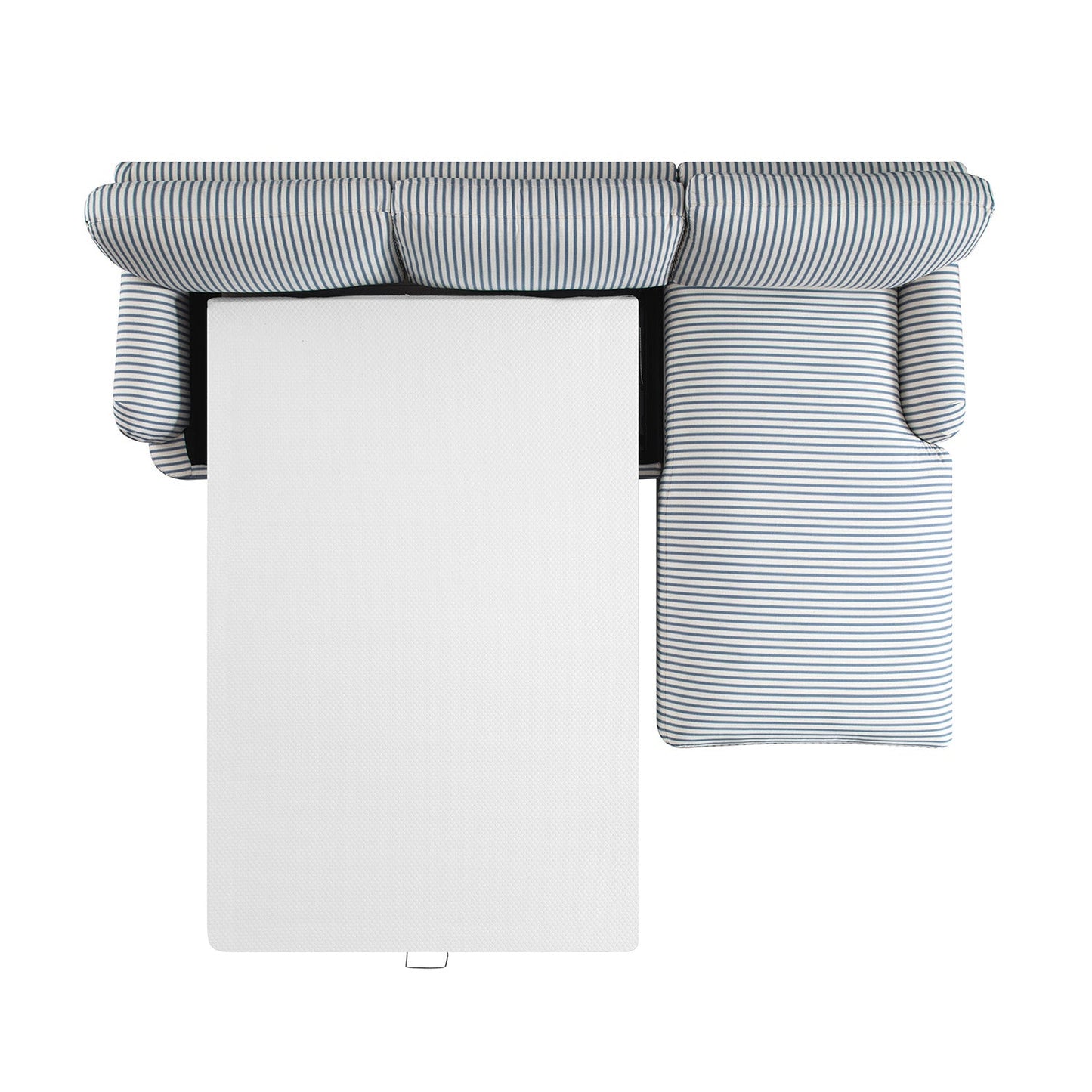 Daphnis Blue Striped Linen Blend Sofa Bed, Grande Chaise Right Hand Facing