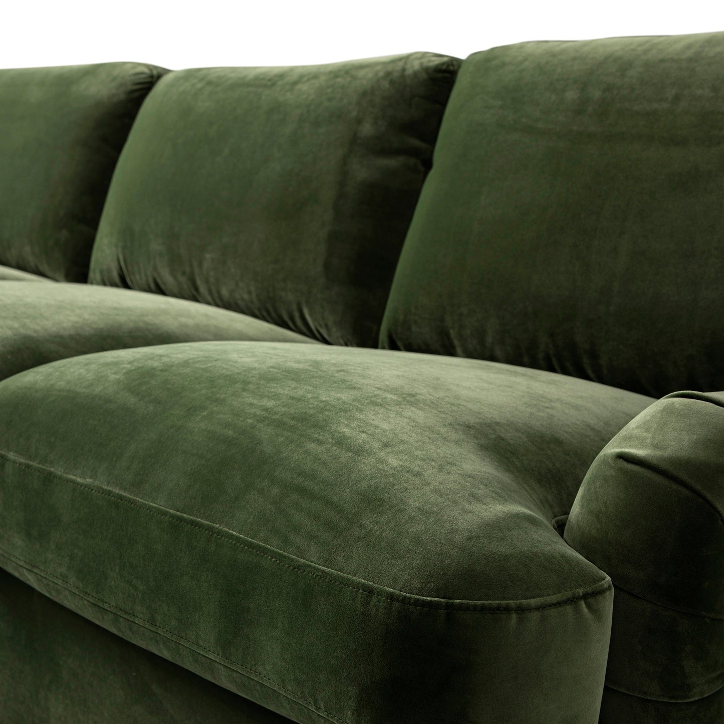 Daphnis Fern Green Velvet Sofa Bed, Grande Chaise Left Hand Facing