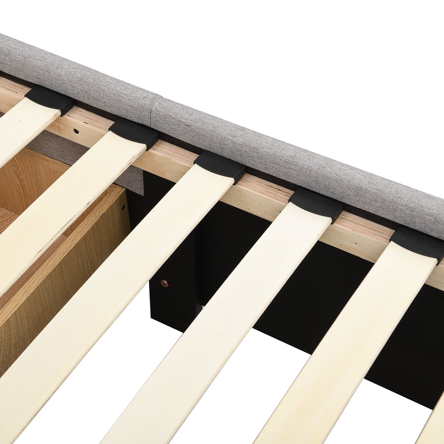 Weston Buttoned Wing Back Upholstered 2-Drawer Storage Bed (Grey Fabric)