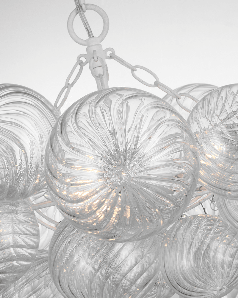 Talia Small Chandelier - Burnished Silver Leaf & Clear Swirled Glass