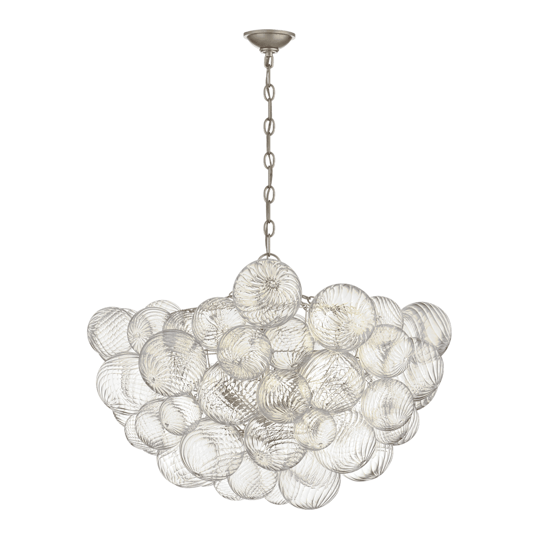 Talia Large Chandelier - Burnished Silver Leaf & Clear Swirled Glass