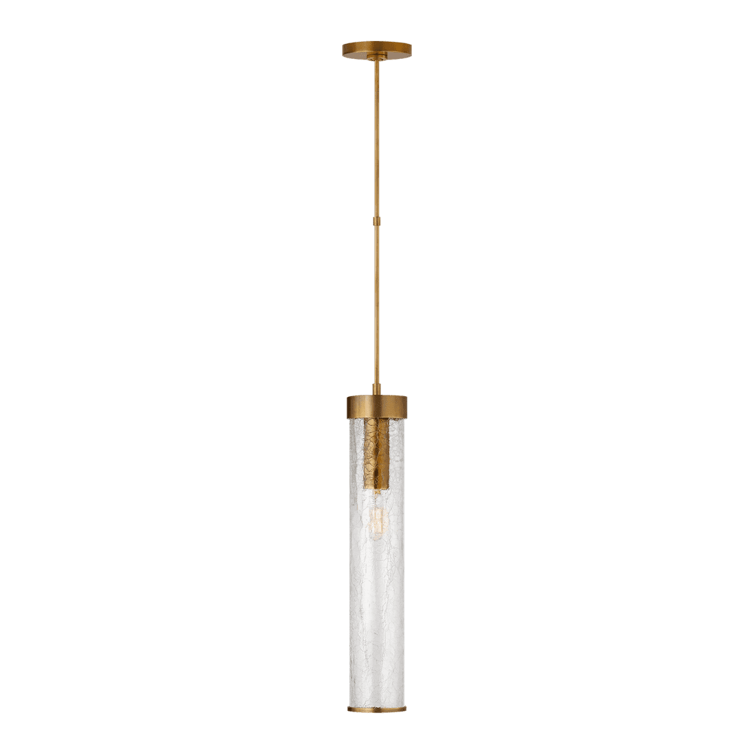 Liaison Long Pendant - Antique-Burnished Brass with Crackle Glass