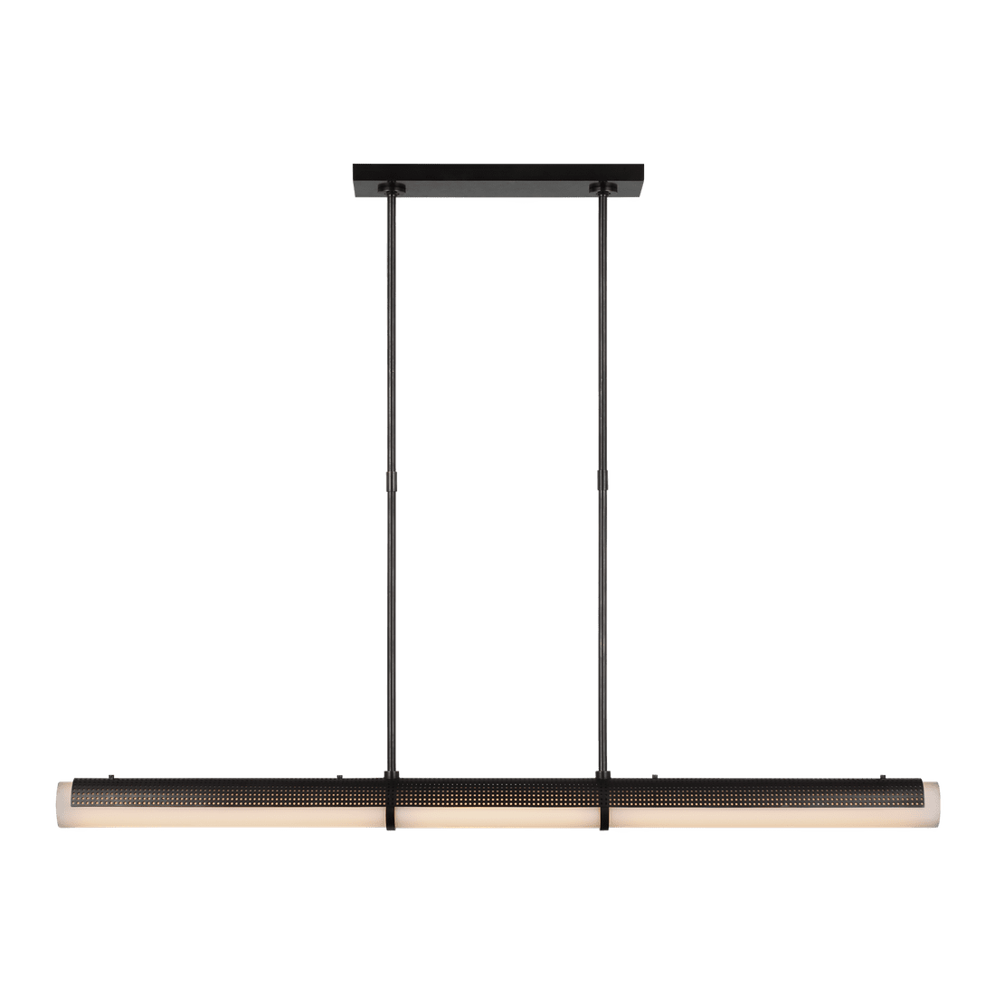 Precision Large Linear Chandelier - Bronze with White Glass