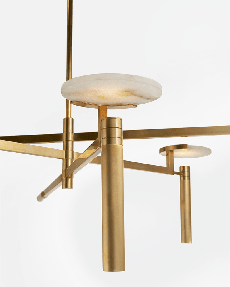 Melange Large Floating Disc Chandelier - Antique-Burnished Brass with Alabaster