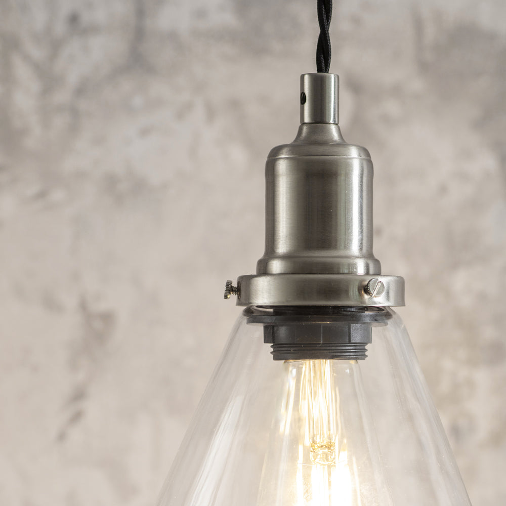 Trio of Hoxton Cone Pendant Light - Satin Nickel