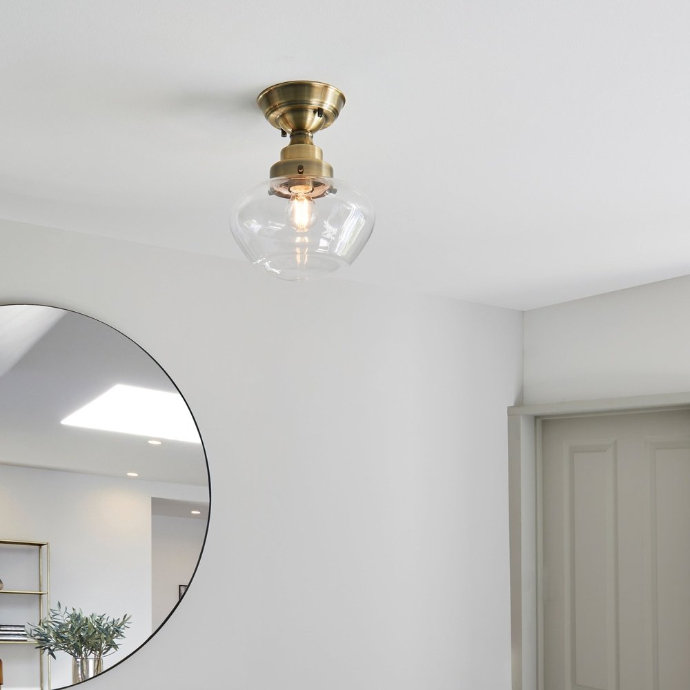 Isabella Ceiling Light - Brass & Clear Glass