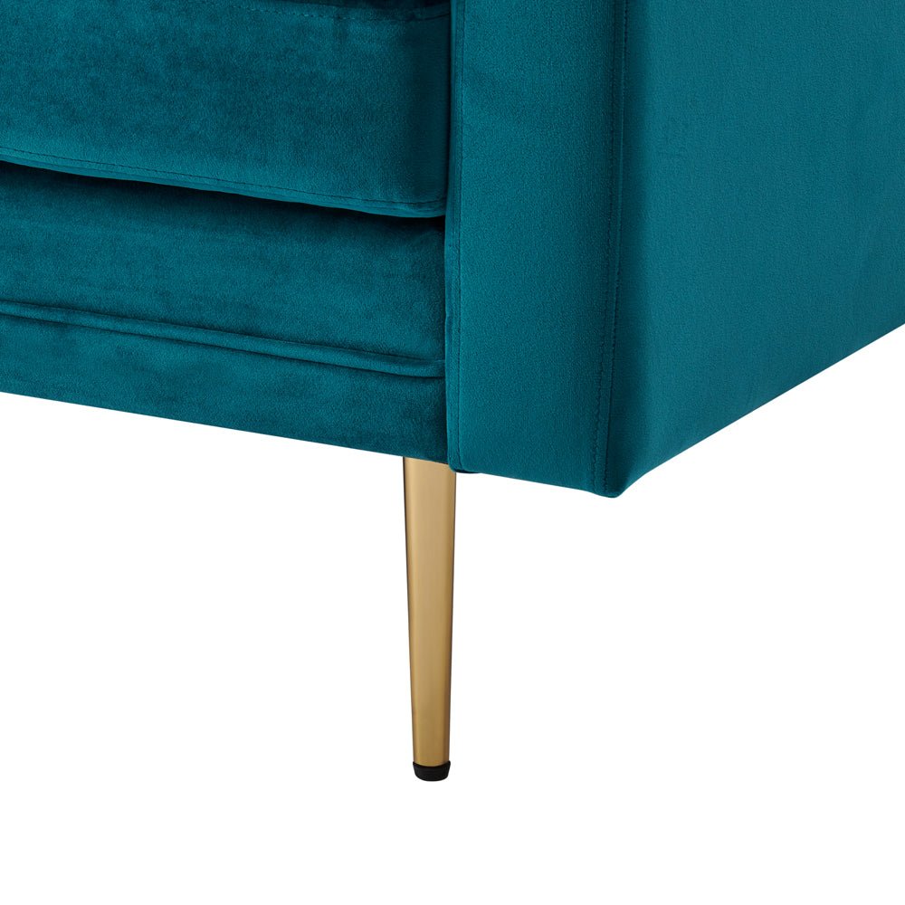 Pelham Teal Blue Velvet Fabric Sofa