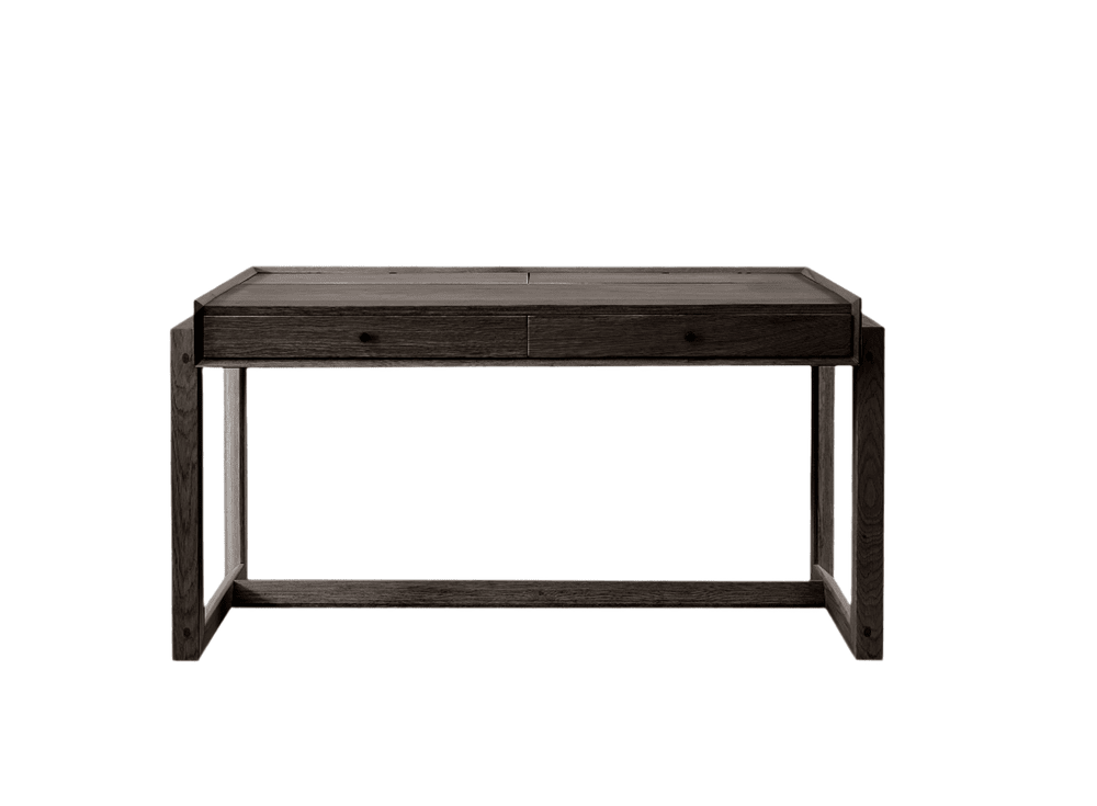 Offset Solid Oak Desk - Black