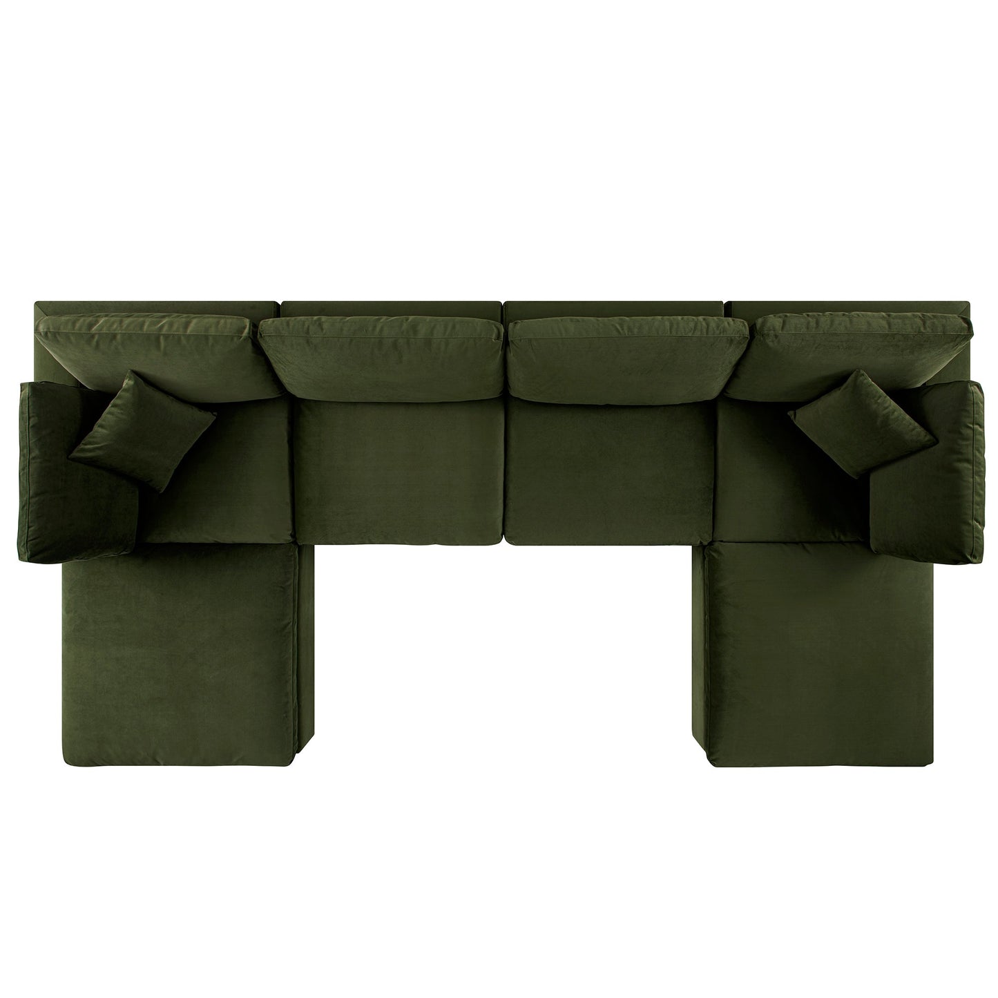 Lutyens Moss Green Velvet Modular Sofa, 6-Piece U-Shape Set