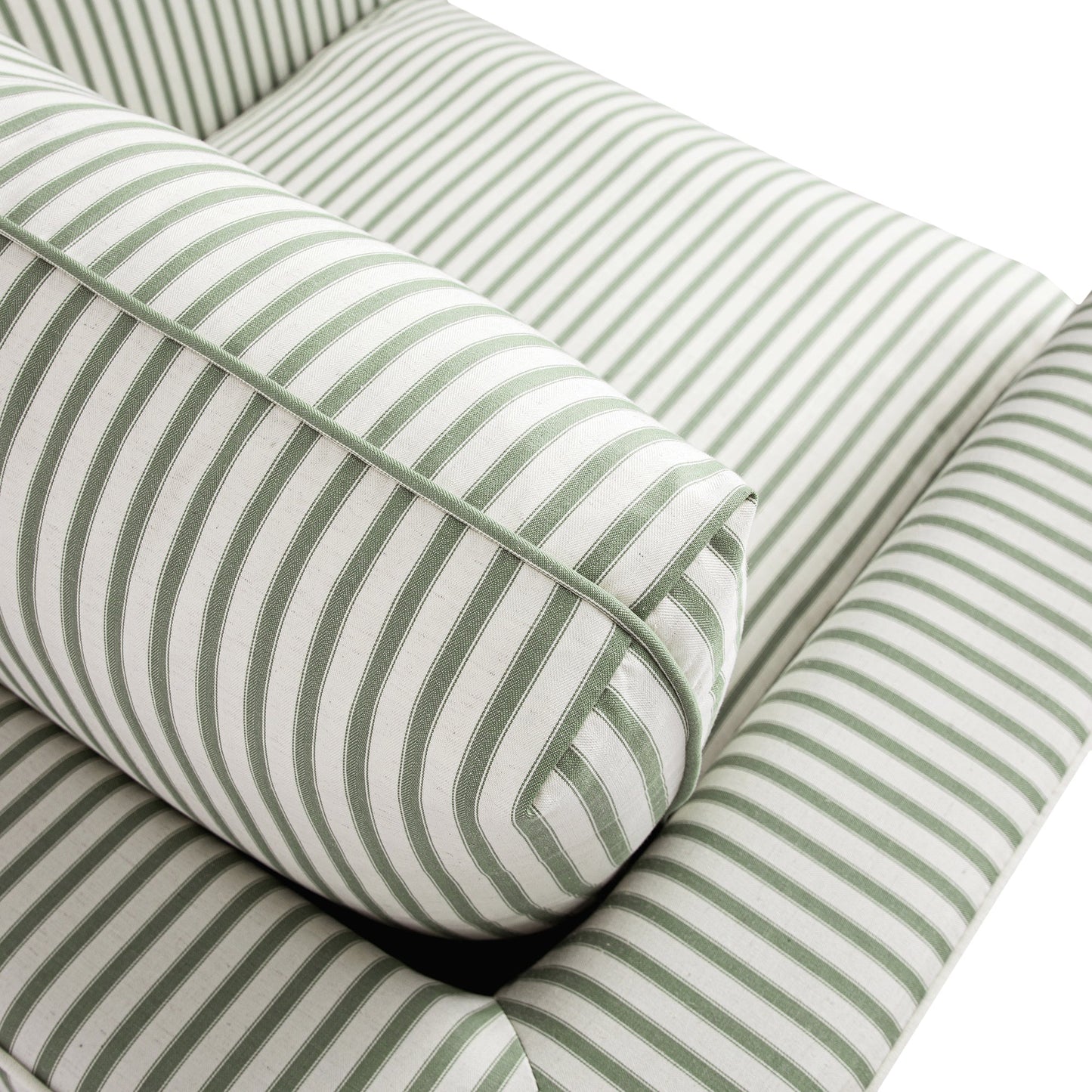 Fitz Skirted Armchair, Sage Striped Linen Blend