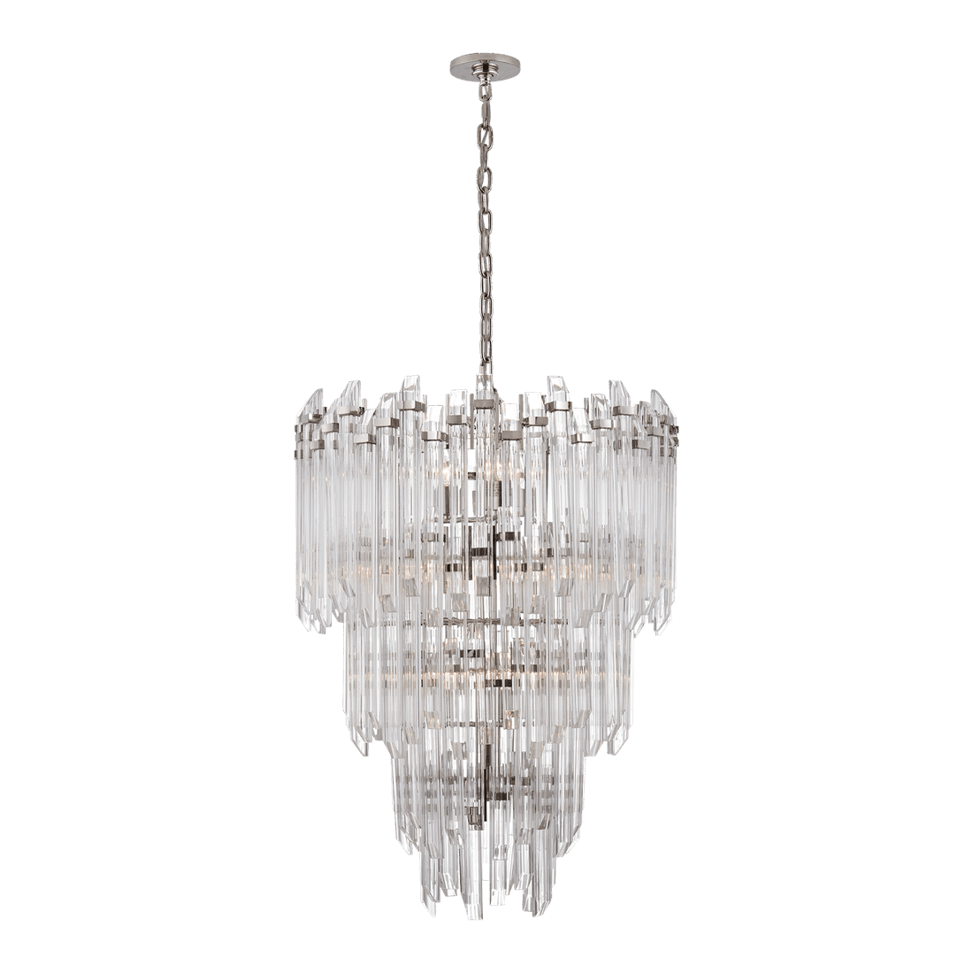 Adele Three-Tier Waterfall Chandelier - Polished Nickel with Clear Acrylic
