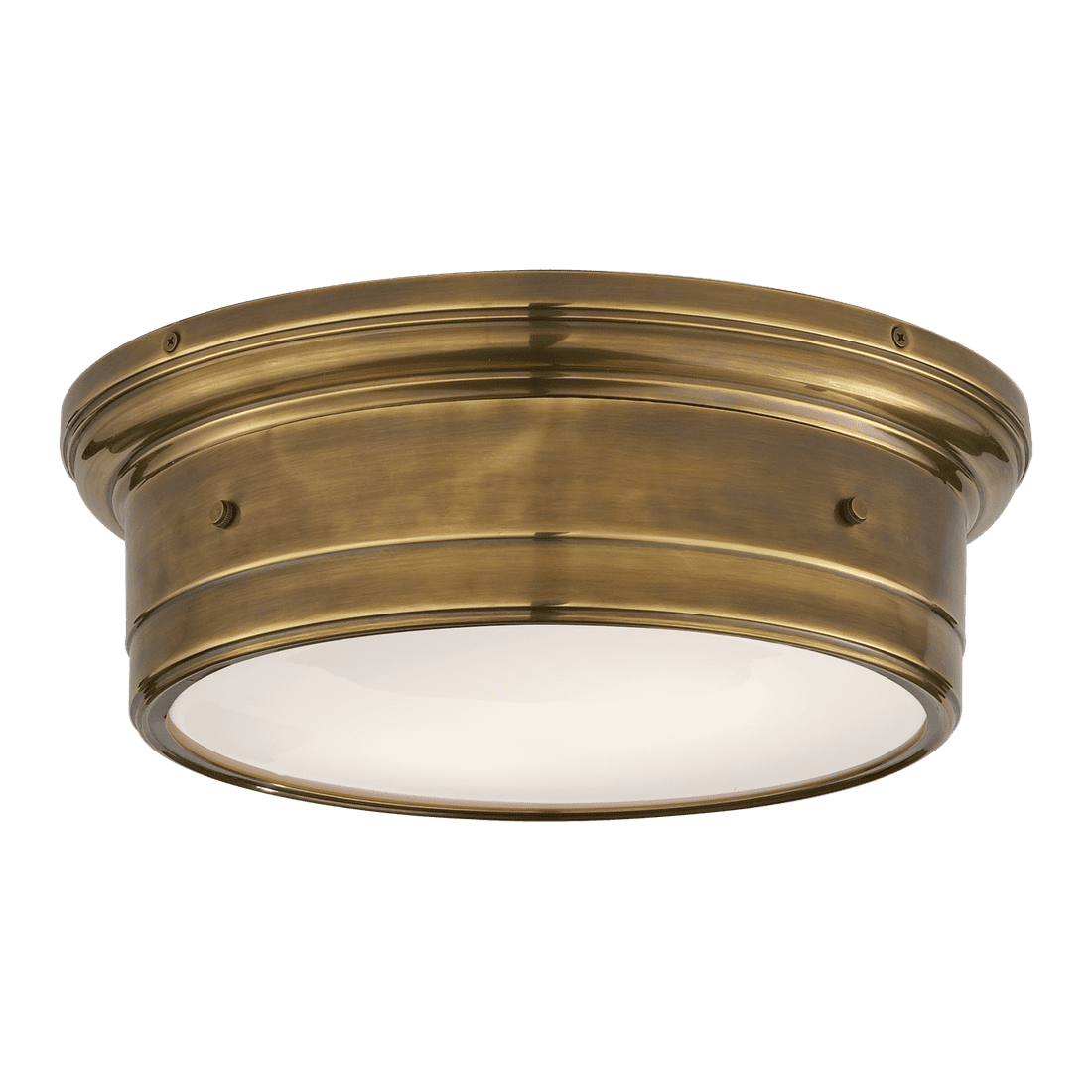 Siena Large Flush Mount - Antique Brass with White Glass