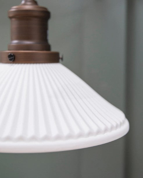 Beaulieu Ceramic Fluted Cone Wall Light - Antique Bronze