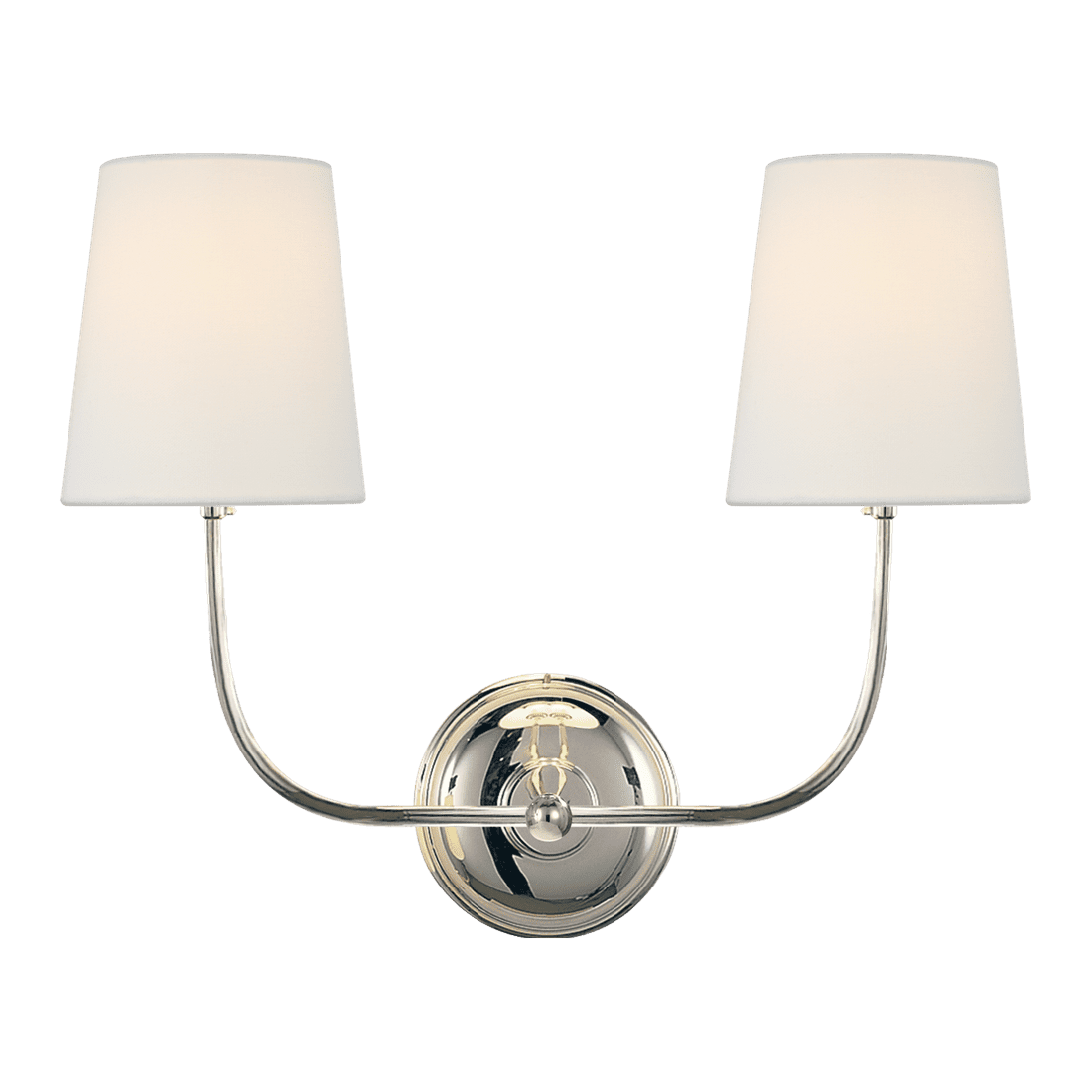 Vendome Double Sconce - Polished Nickel with Linen Shades