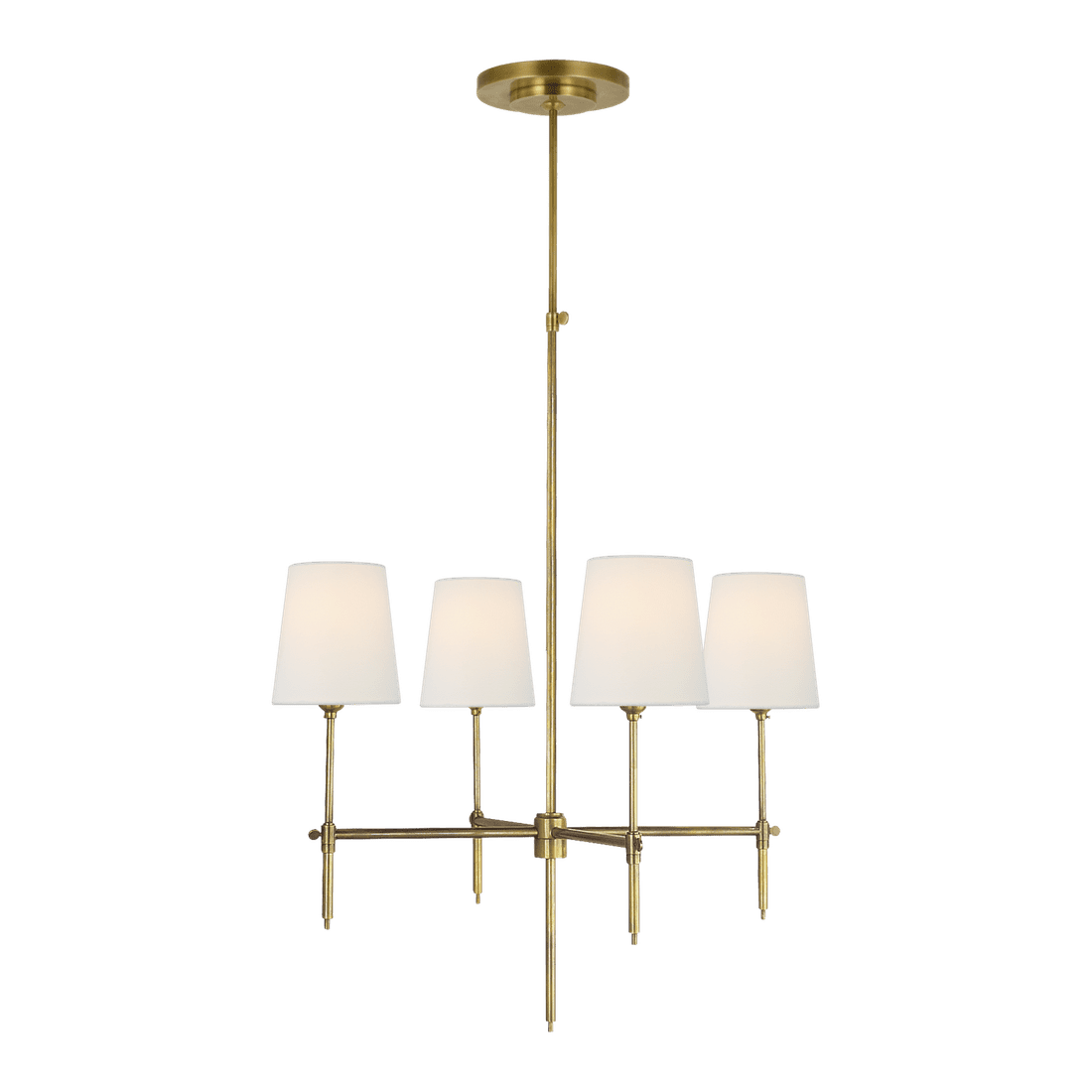 Bryant Small Chandelier - Antique Brass with Linen Shades