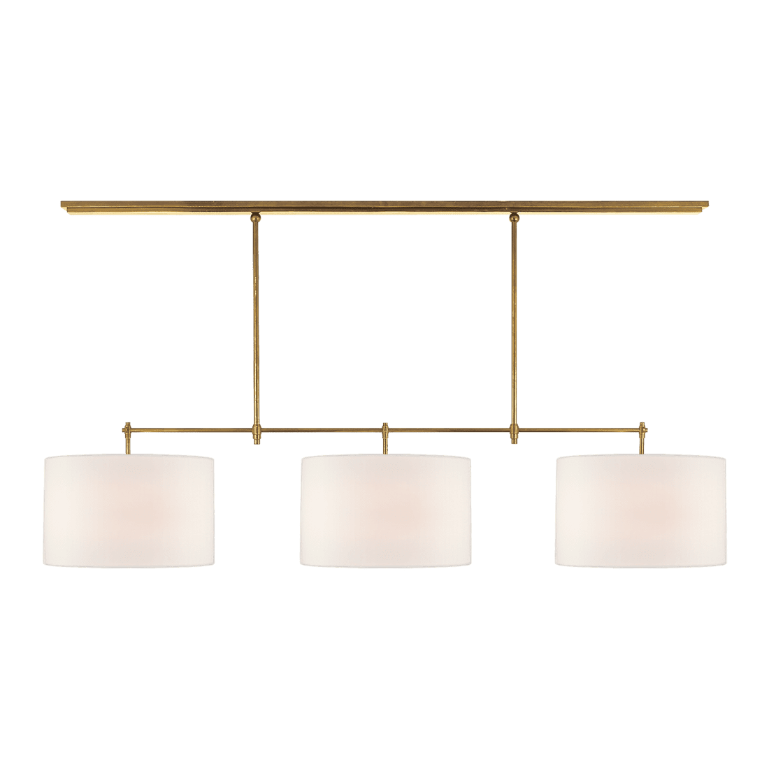 Bryant Large Billiard - Antique Brass with Linen Shades