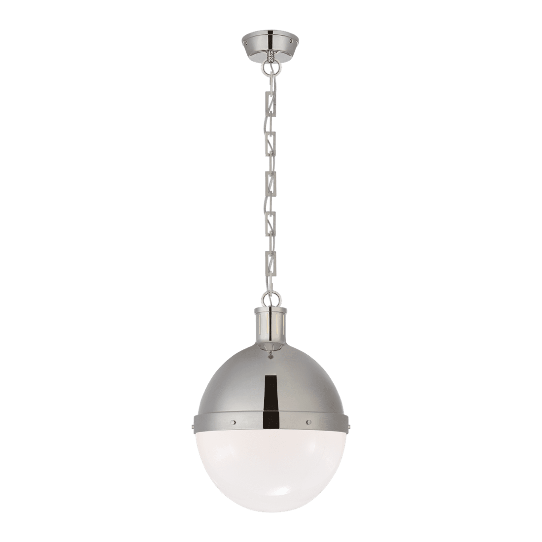 Hicks Large Pendant - Polished Nickel with White Glass