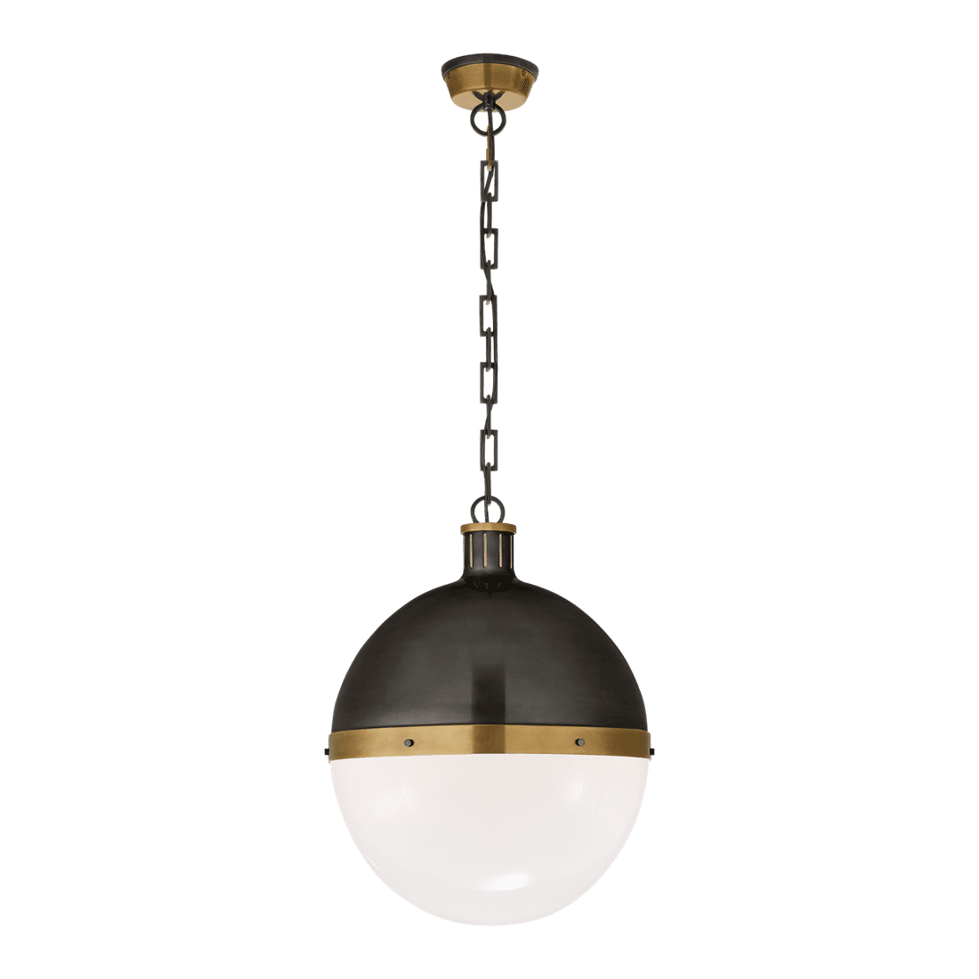 Hicks Extra Large Pendant - Bronze & Antique Brass with White Glass