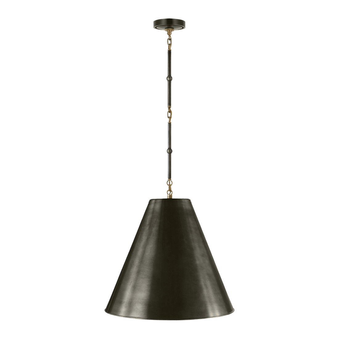 Goodman Medium Hanging Light - Bronze & Antique Brass with Bronze Shade
