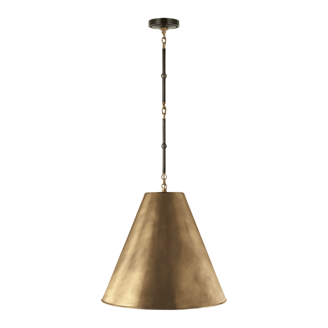 Goodman Medium Hanging Light - Bronze & Antique Brass with Antique Brass Shade