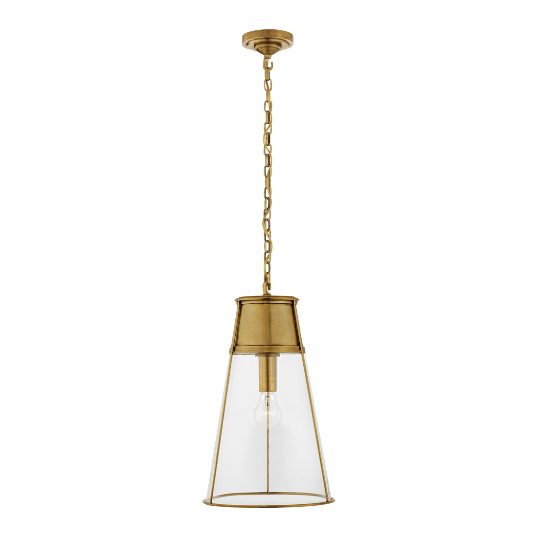 Robinson Large Pendant - Antique Brass with Clear Glass