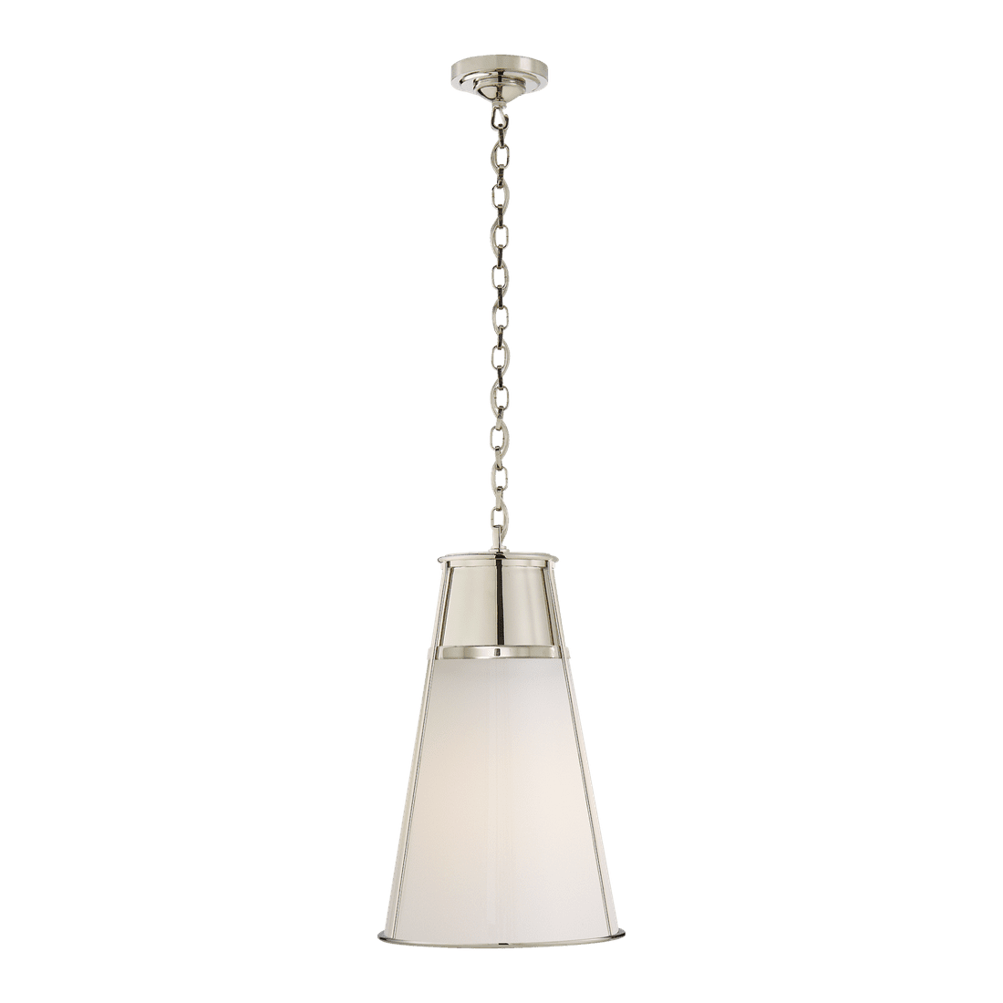 Robinson Large Pendant - Polished Nickel with White Glass