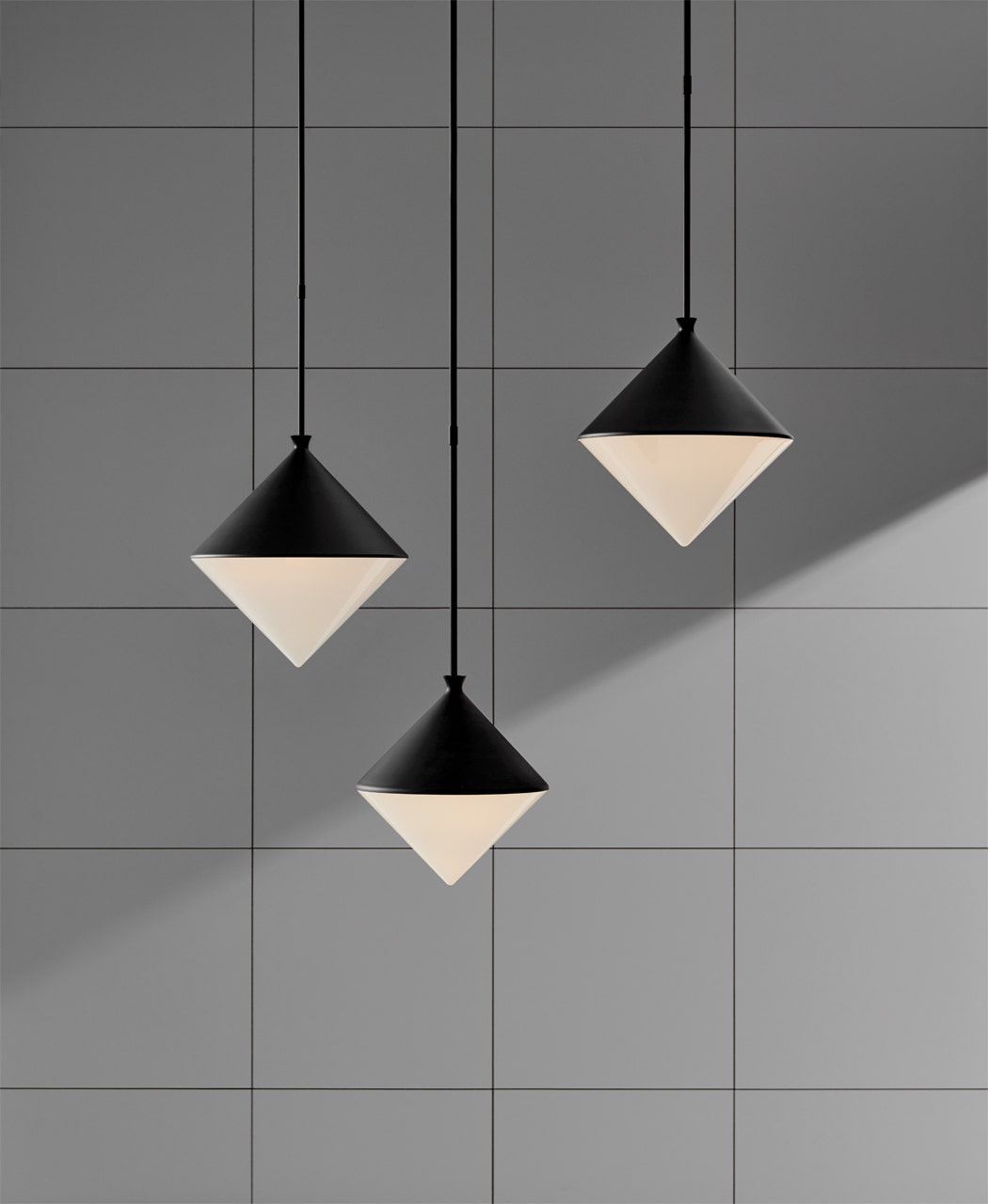 Sarnen Medium Pendant - Matte Black with White Glass