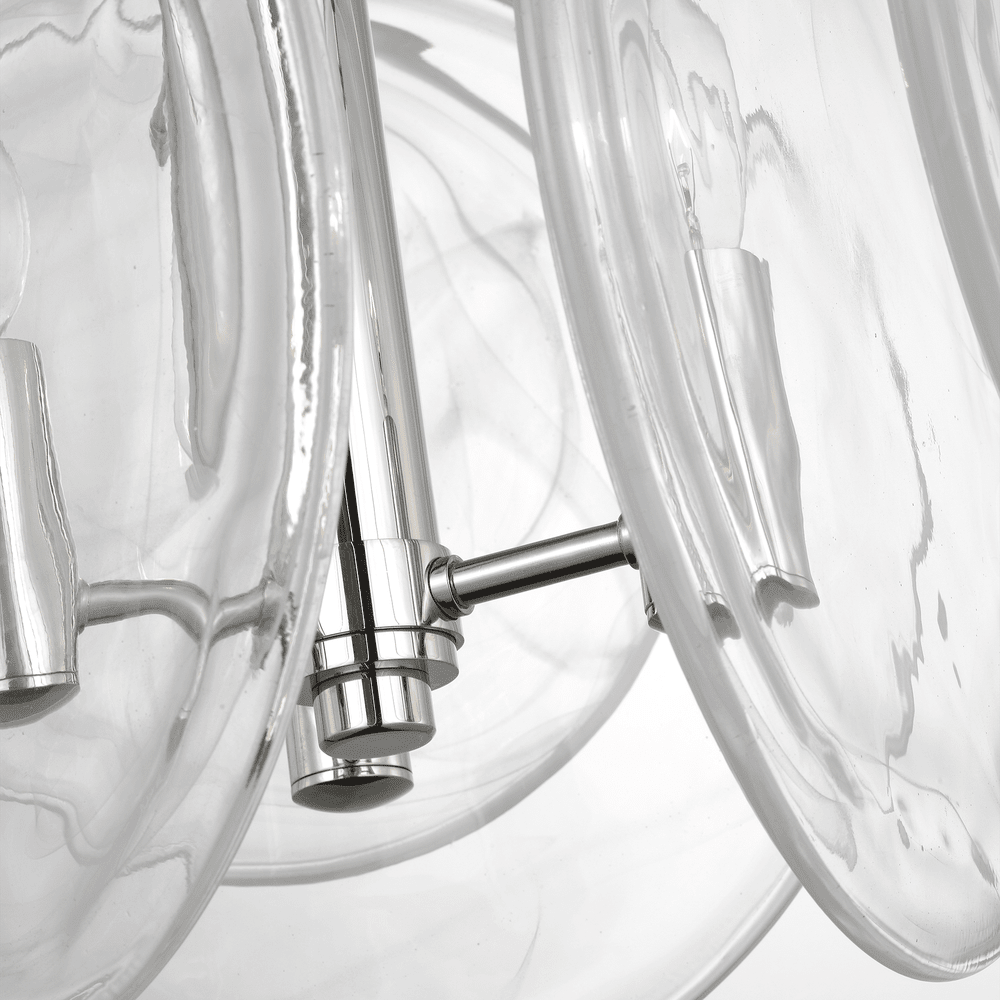 Loire Petite Chandelier - Polished Nickel with Clear Strie Glass