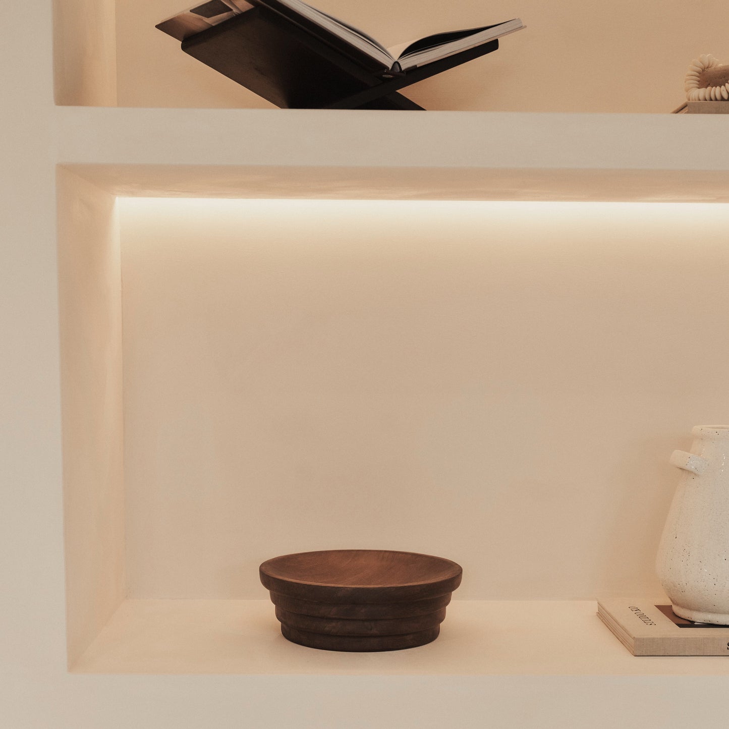 Luciana - Dark Wood Ribbed Bowl 30cm