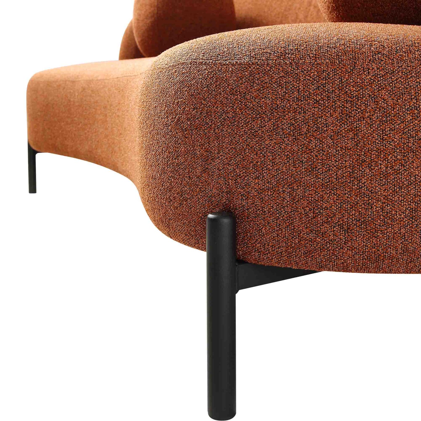 Amboise 3-Seater Curved Sofa with Ball Cushions, Brick Boucle