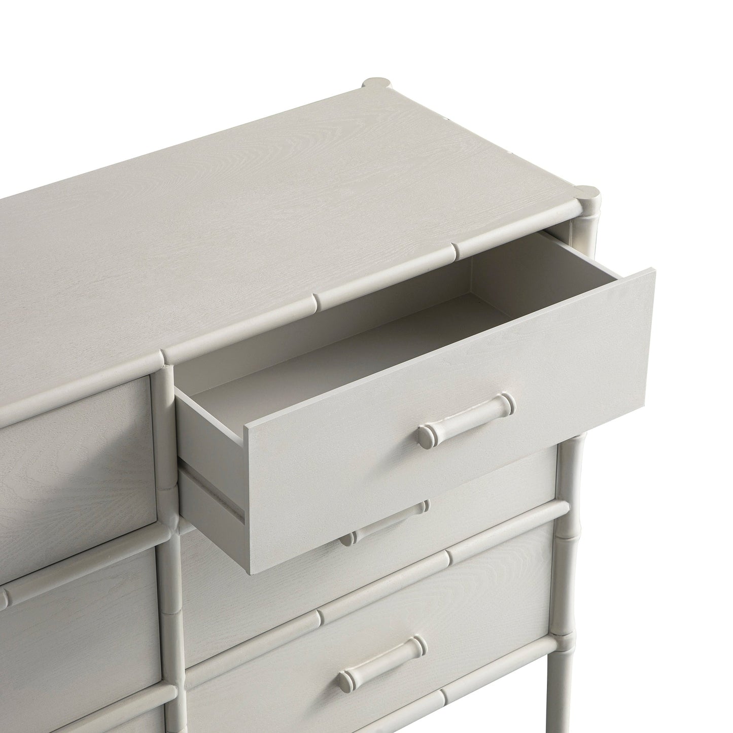 Elstowe Faux Bamboo 6-Drawer Chest, Shaded White