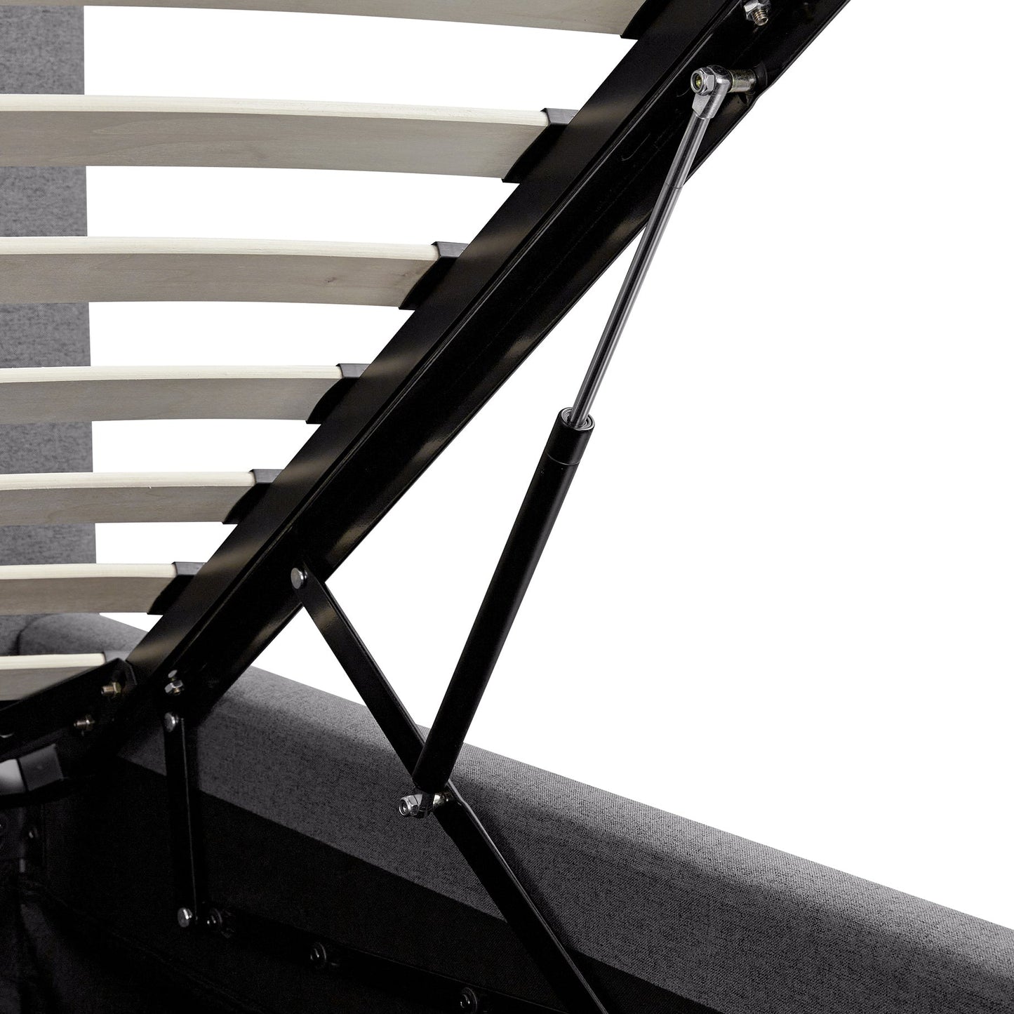 Egerton Box-Pleat Ottoman Storage Bed, Charcoal Brushed Fabric