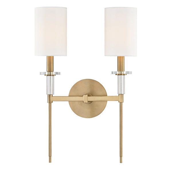 Amherst 2 Light Wall Sconce - Aged Brass