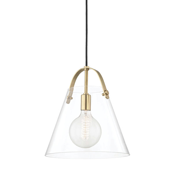 Karin 1 Light Large Pendant Light - Aged Brass