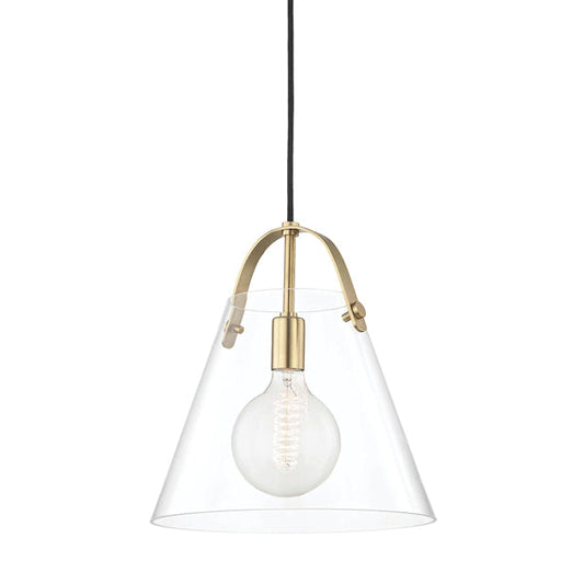Karin 1 Light Large Pendant Light - Aged Brass